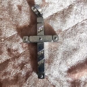 Rue 21 Cross Pendant Silvertone With Rhinestones